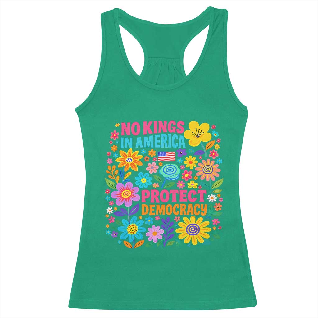 No Kings In America Protest Democraty Racerback Tank Top Floral Resist TS10 Irish Green Print Your Wear