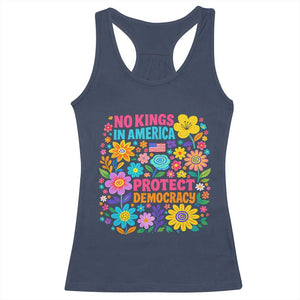 No Kings In America Protest Democraty Racerback Tank Top Floral Resist TS10 Navy Print Your Wear