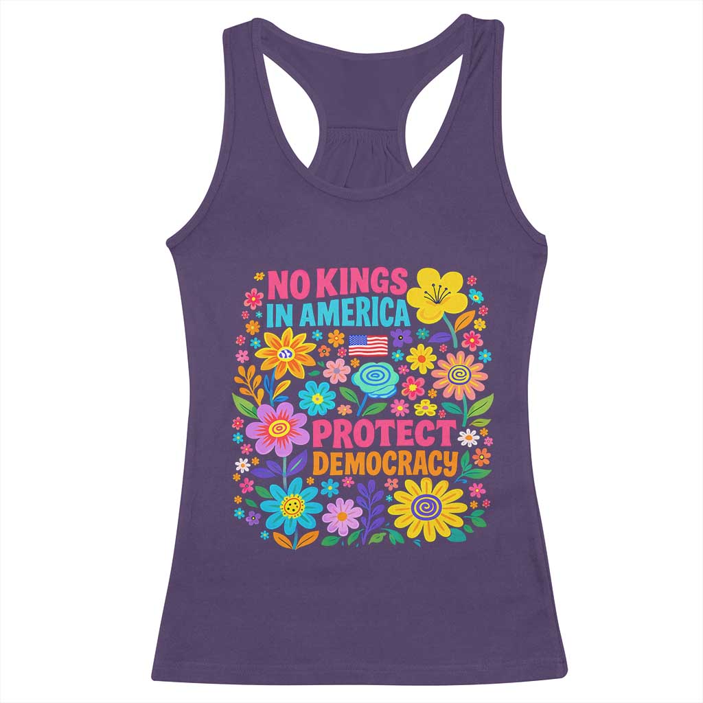 No Kings In America Protest Democraty Racerback Tank Top Floral Resist TS10 Purple Print Your Wear