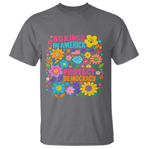 No Kings In America Protest Democraty T Shirt Floral Resist TS10 Charcoal Print Your Wear
