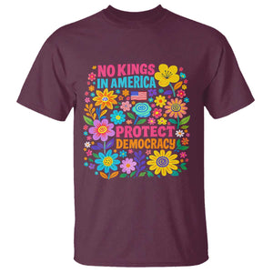 No Kings In America Protest Democraty T Shirt Floral Resist TS10 Maroon Print Your Wear