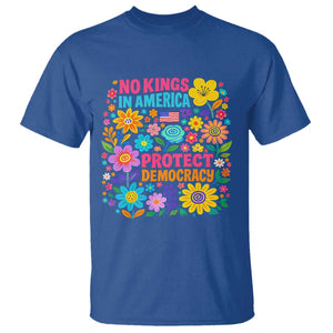 No Kings In America Protest Democraty T Shirt Floral Resist TS10 Royal Blue Print Your Wear