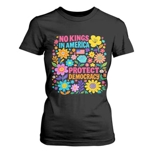 No Kings In America Protest Democraty T Shirt For Women Floral Resist TS10 Black Print Your Wear