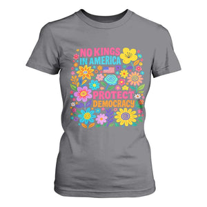 No Kings In America Protest Democraty T Shirt For Women Floral Resist TS10 Charcoal Print Your Wear