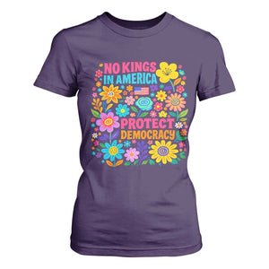 No Kings In America Protest Democraty T Shirt For Women Floral Resist TS10 Purple Print Your Wear