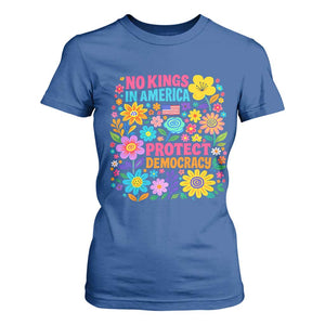 No Kings In America Protest Democraty T Shirt For Women Floral Resist TS10 Royal Blue Print Your Wear