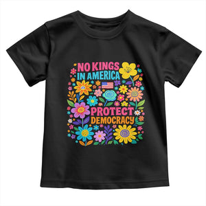 No Kings In America Protest Democraty Toddler T Shirt Floral Resist TS10 Black Print Your Wear