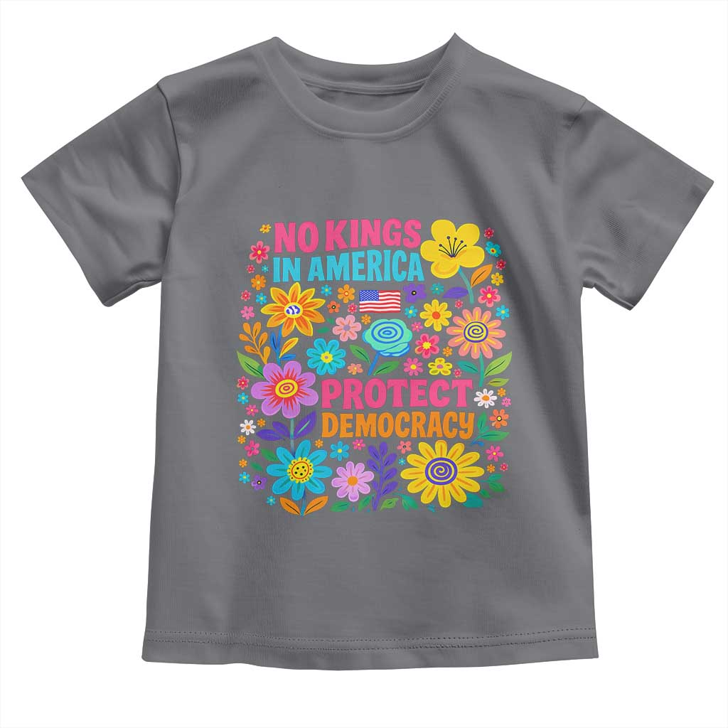 No Kings In America Protest Democraty Toddler T Shirt Floral Resist TS10 Charcoal Print Your Wear