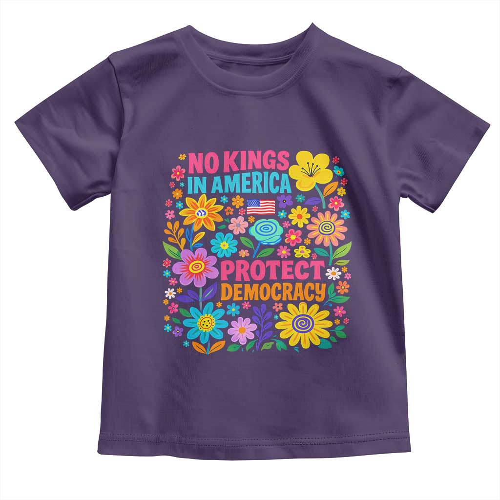 No Kings In America Protest Democraty Toddler T Shirt Floral Resist TS10 Purple Print Your Wear