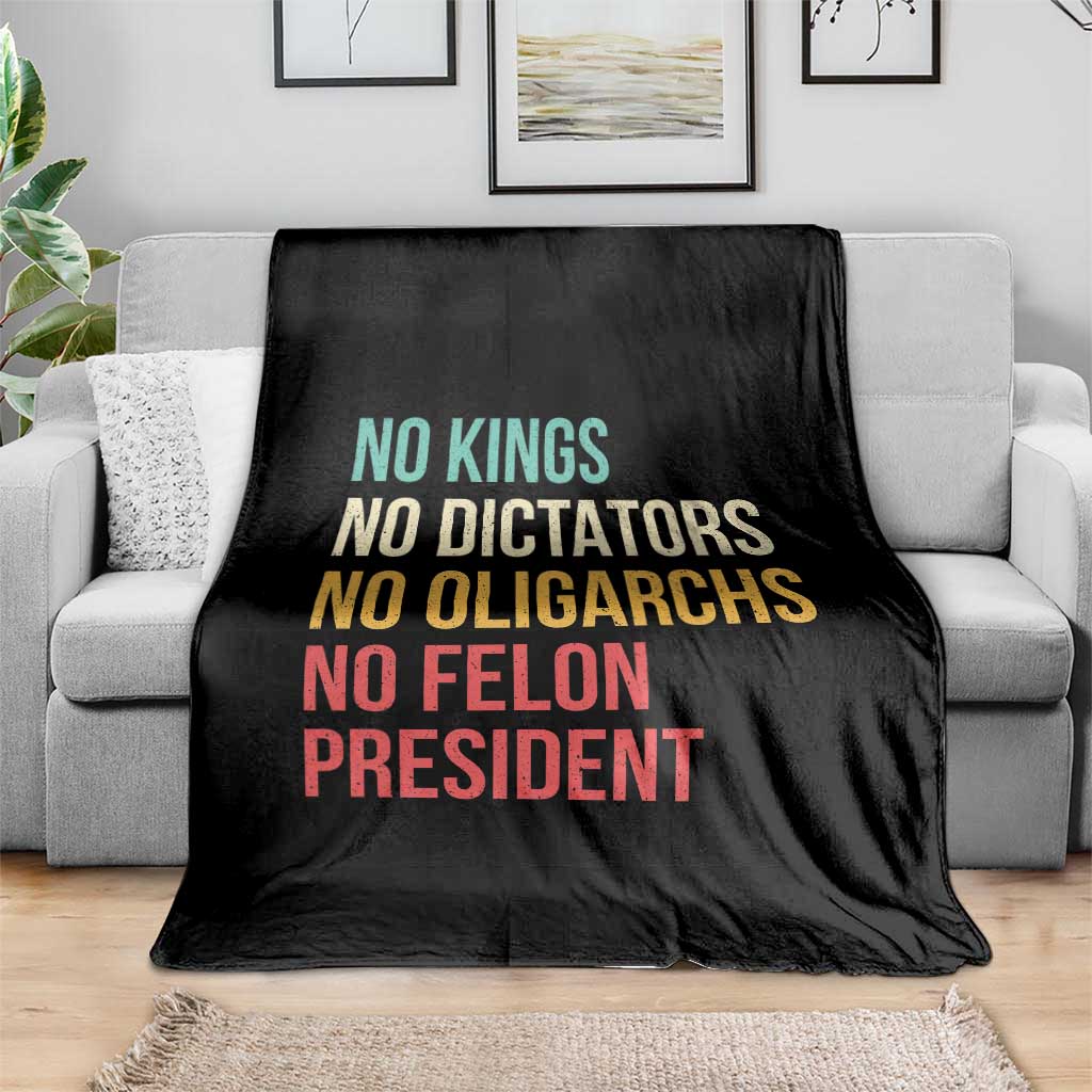 No Kings Throw Blanket Retro Resistance TS10 Print Your Wear