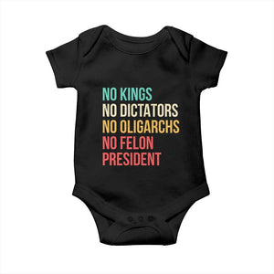 No Kings Baby Onesie Retro Resistance TS10 Black Print Your Wear