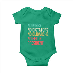 No Kings Baby Onesie Retro Resistance TS10 Irish Green Print Your Wear