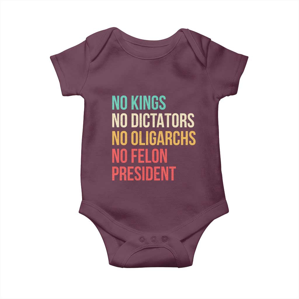 No Kings Baby Onesie Retro Resistance TS10 Maroon Print Your Wear