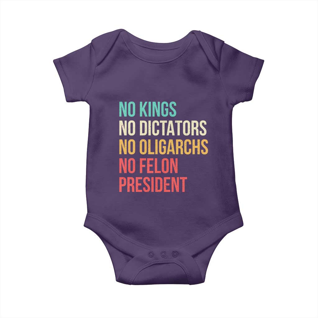 No Kings Baby Onesie Retro Resistance TS10 Purple Print Your Wear