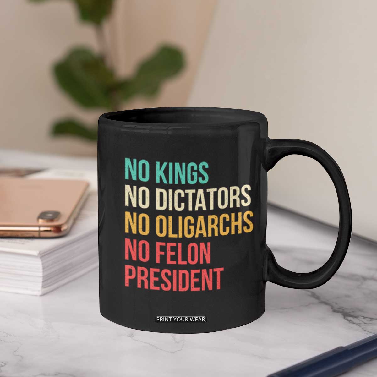 No Kings Coffee Mug Retro Resistance TS10 Print Your Wear