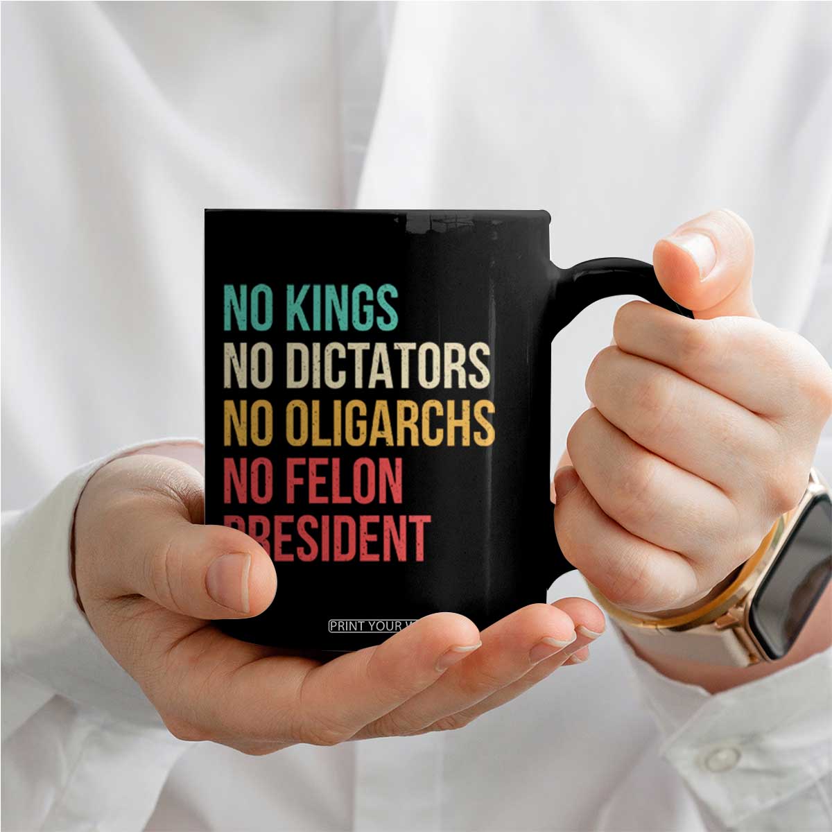 No Kings Coffee Mug Retro Resistance TS10 Print Your Wear
