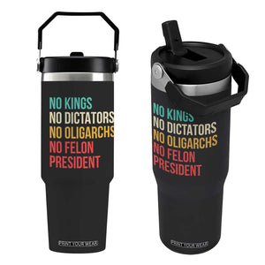 No Kings Flip Straw Tumbler Retro Resistance TS10 One Size: 30 oz Black Print Your Wear