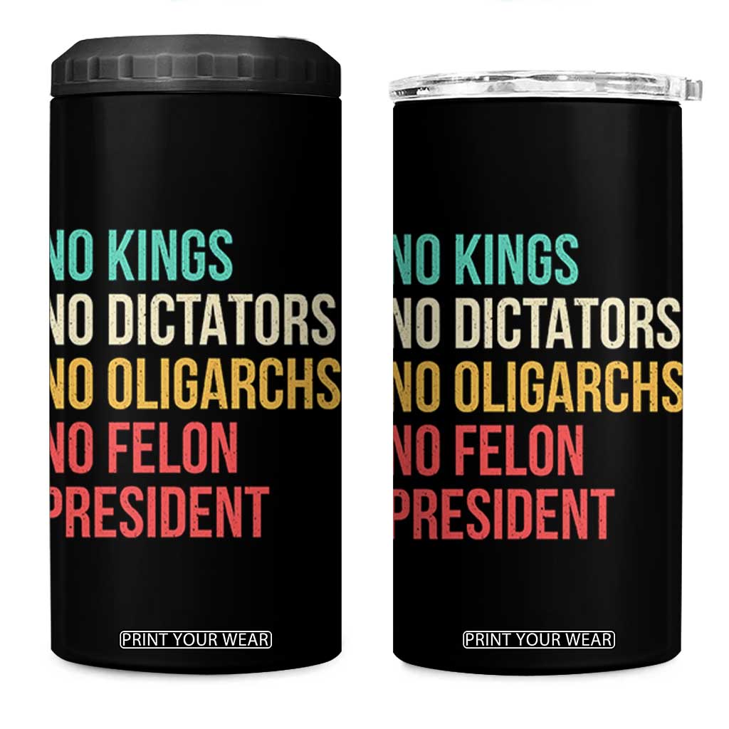 No Kings 4 in 1 Can Cooler Tumbler Retro Resistance TS10 One Size: 16 oz Black Print Your Wear