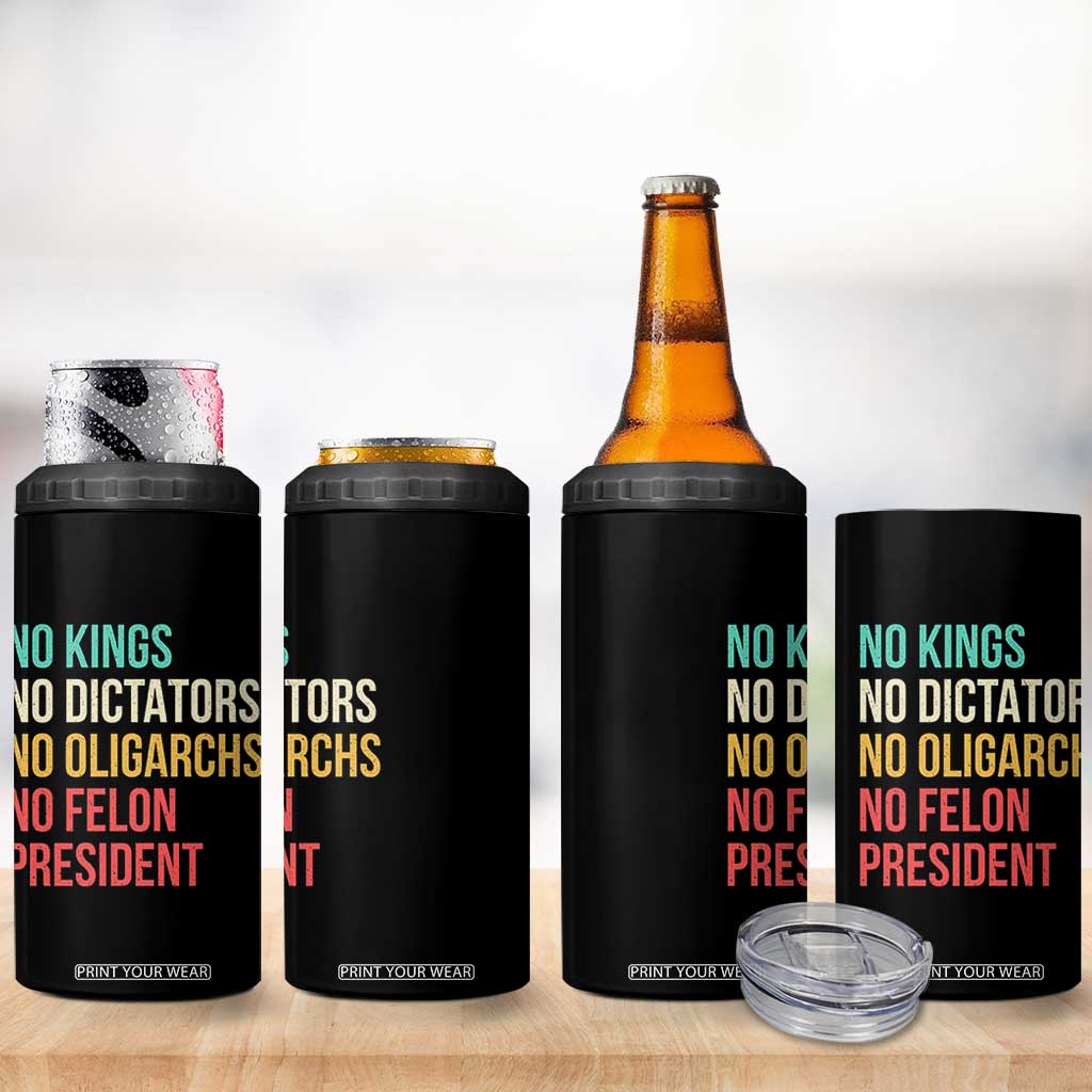 No Kings 4 in 1 Can Cooler Tumbler Retro Resistance TS10 Print Your Wear
