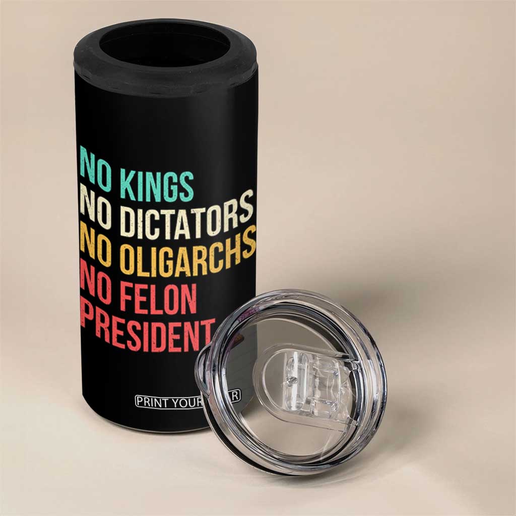 No Kings 4 in 1 Can Cooler Tumbler Retro Resistance TS10 Print Your Wear