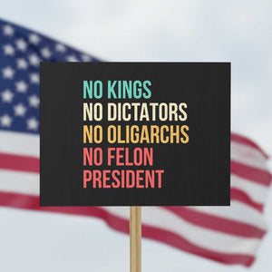 No Kings Protest Sign Retro Resistance TS10 Horizontal 18" × 24" Black Print Your Wear