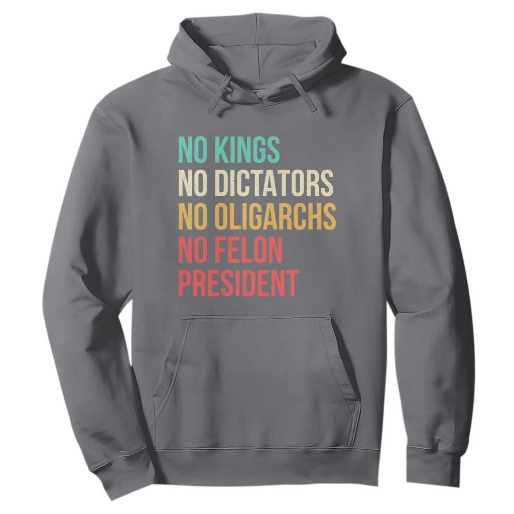 No Kings Hoodie Retro Resistance TS10 Charcoal Print Your Wear