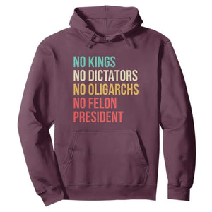 No Kings Hoodie Retro Resistance TS10 Maroon Print Your Wear