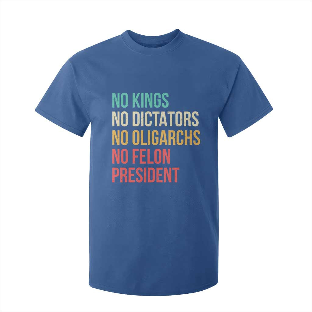 No Kings T Shirt For Kid Retro Resistance TS10 Royal Blue Print Your Wear