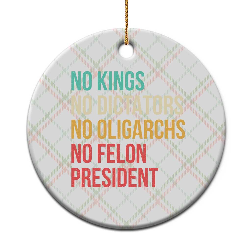 No Kings Ceramic Ornament Retro Resistance TS10 1pc Christmas Plaid Print Your Wear
