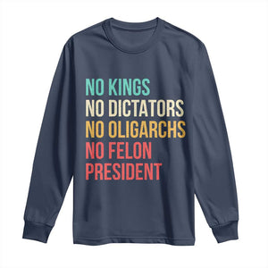 No Kings Long Sleeve Shirt Retro Resistance TS10 Navy Print Your Wear