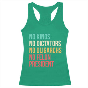 No Kings Racerback Tank Top Retro Resistance TS10 Irish Green Print Your Wear