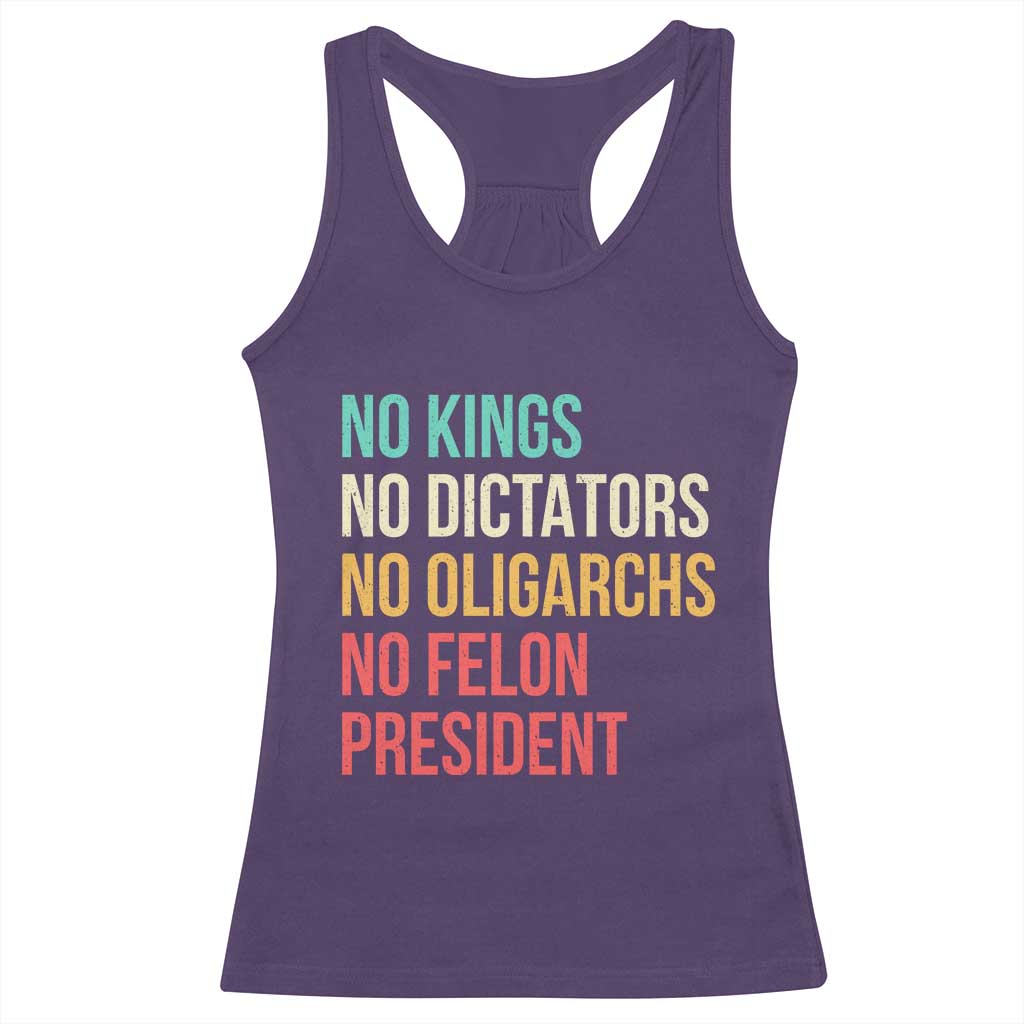 No Kings Racerback Tank Top Retro Resistance TS10 Purple Print Your Wear