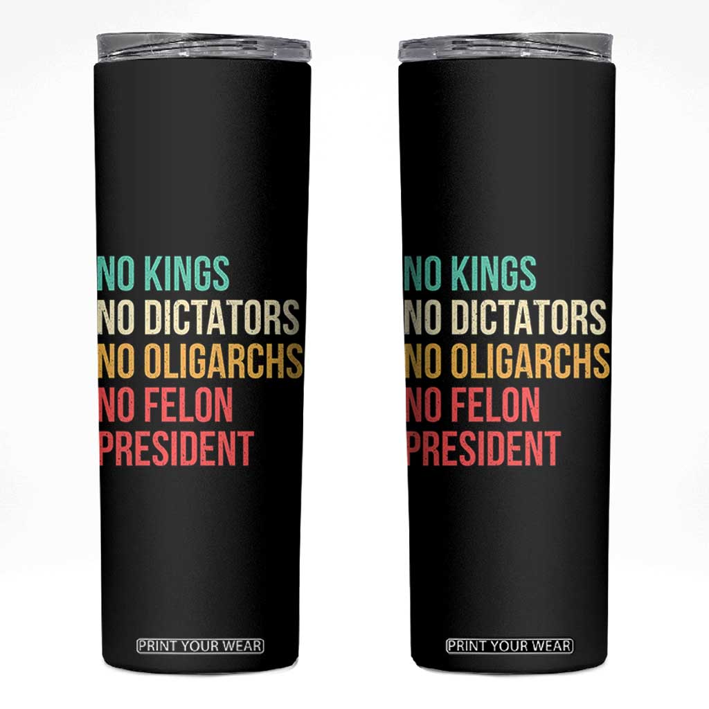No Kings Skinny Tumbler Retro Resistance TS10 Black Print Your Wear