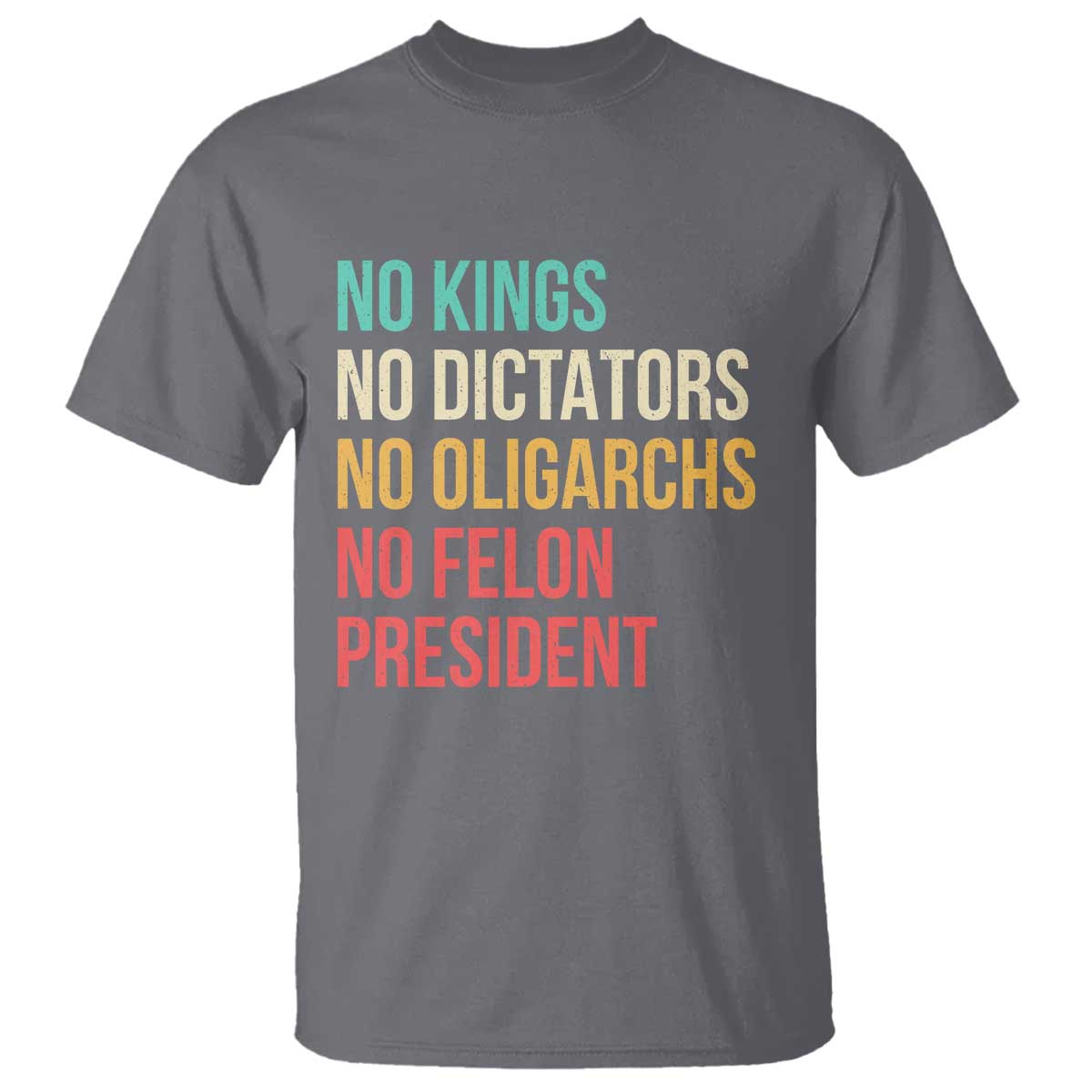 No Kings T Shirt Retro Resistance TS10 Charcoal Print Your Wear