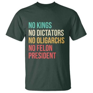 No Kings T Shirt Retro Resistance TS10 Dark Forest Green Print Your Wear