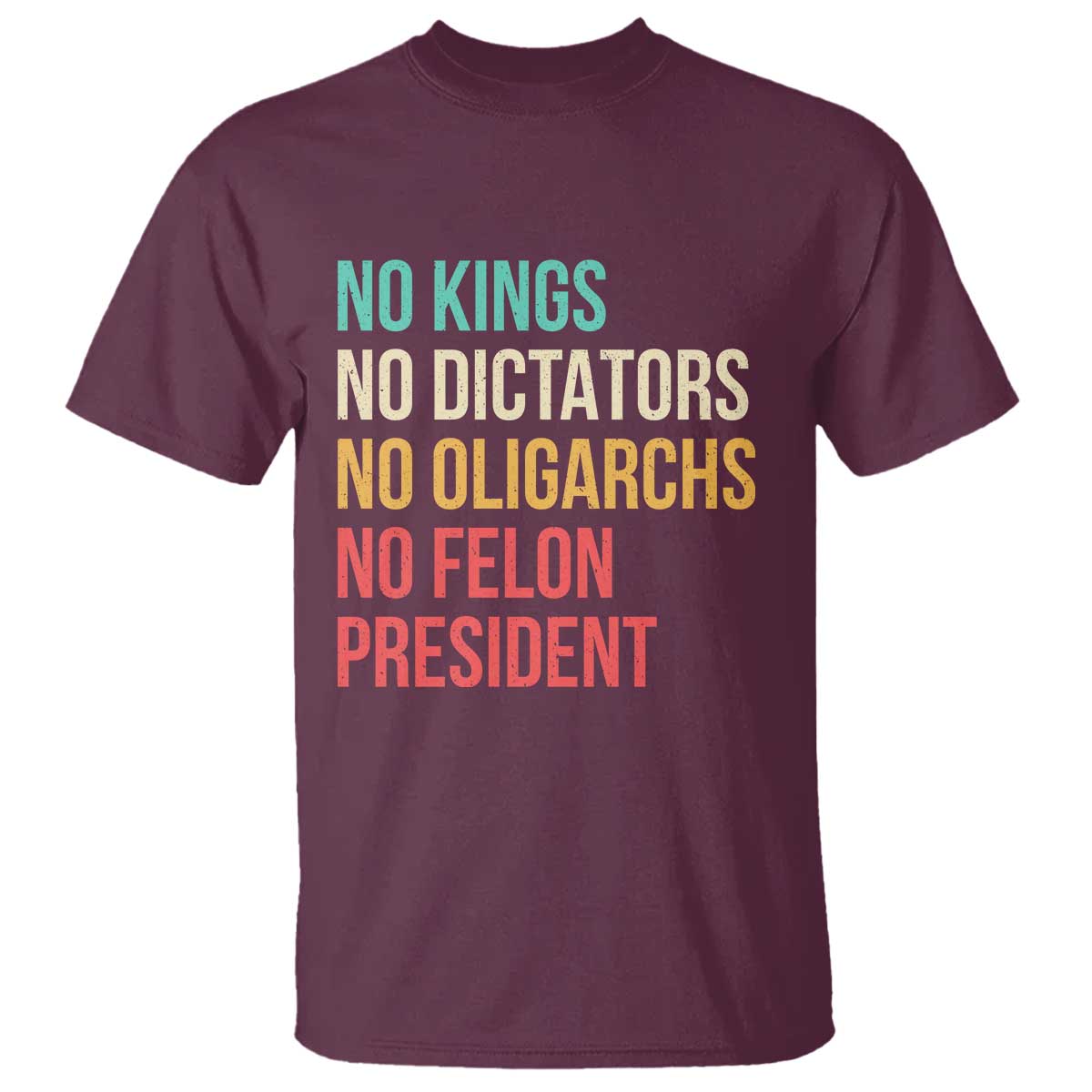 No Kings T Shirt Retro Resistance TS10 Maroon Print Your Wear
