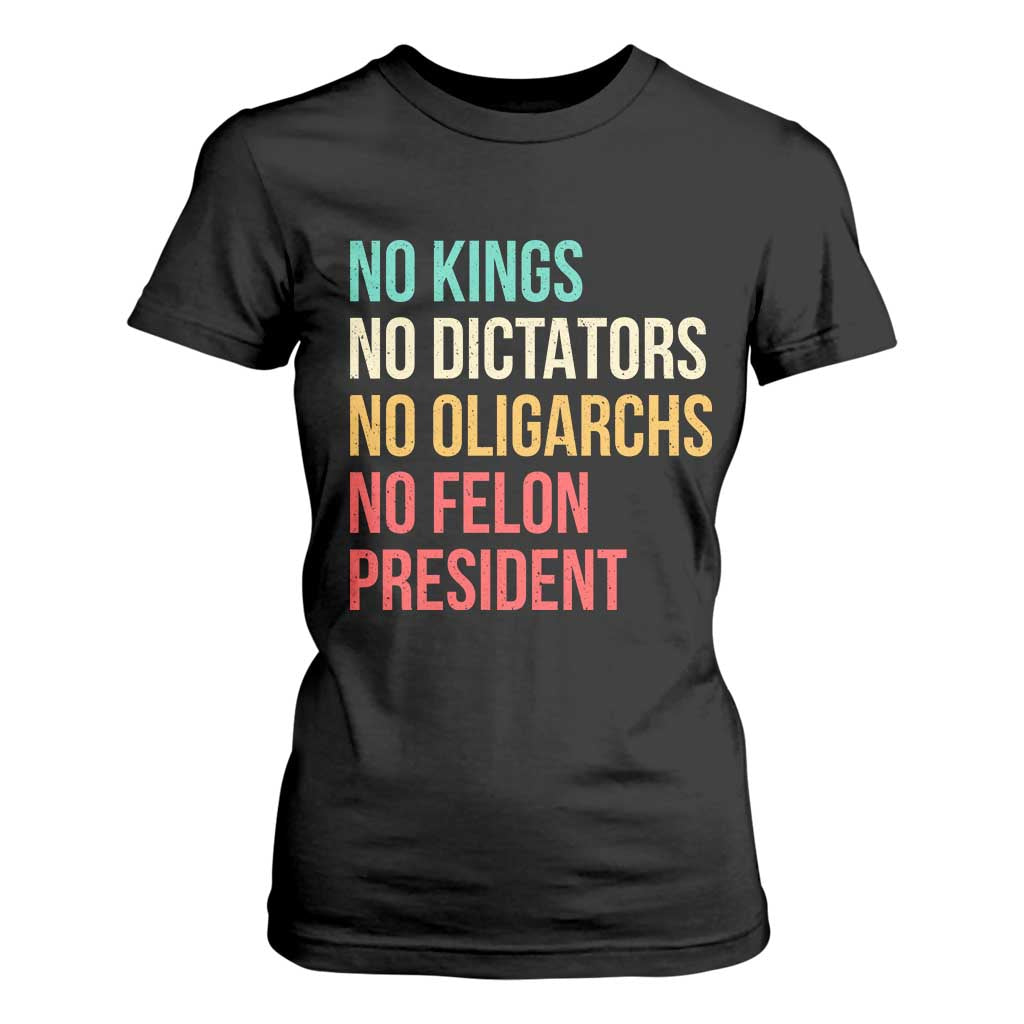 No Kings T Shirt For Women Retro Resistance TS10 Black Print Your Wear
