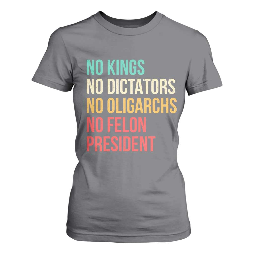No Kings T Shirt For Women Retro Resistance TS10 Charcoal Print Your Wear