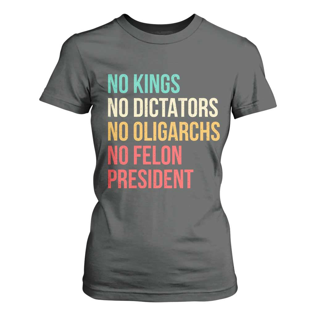 No Kings T Shirt For Women Retro Resistance TS10 Dark Heather Print Your Wear