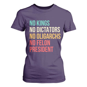 No Kings T Shirt For Women Retro Resistance TS10 Purple Print Your Wear