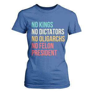 No Kings T Shirt For Women Retro Resistance TS10 Royal Blue Print Your Wear
