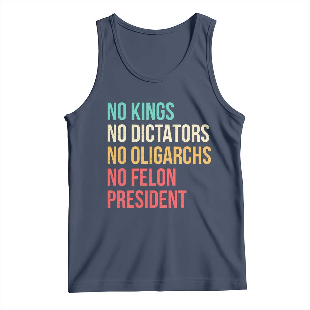 No Kings Tank Top Retro Resistance TS10 Navy Print Your Wear
