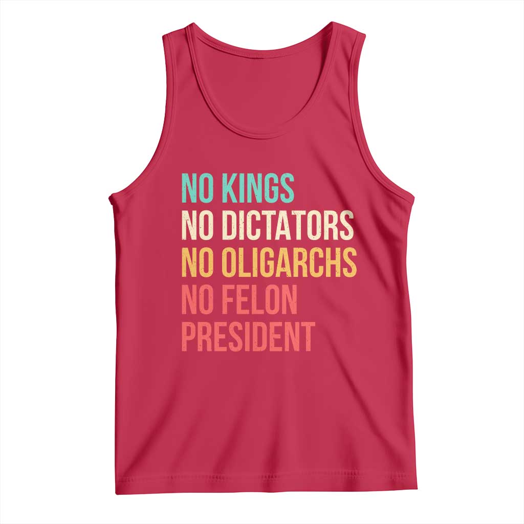 No Kings Tank Top Retro Resistance TS10 Red Print Your Wear