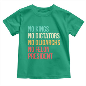 No Kings Toddler T Shirt Retro Resistance TS10 Irish Green Print Your Wear