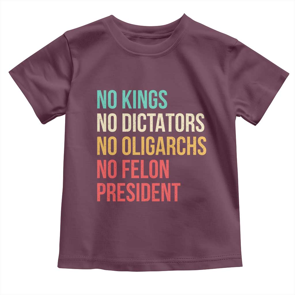 No Kings Toddler T Shirt Retro Resistance TS10 Maroon Print Your Wear