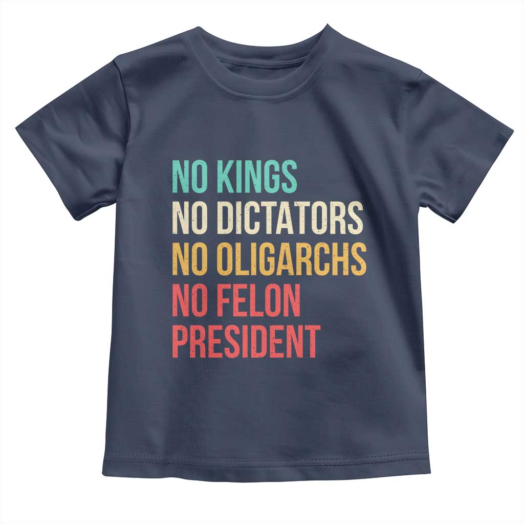 No Kings Toddler T Shirt Retro Resistance TS10 Navy Print Your Wear