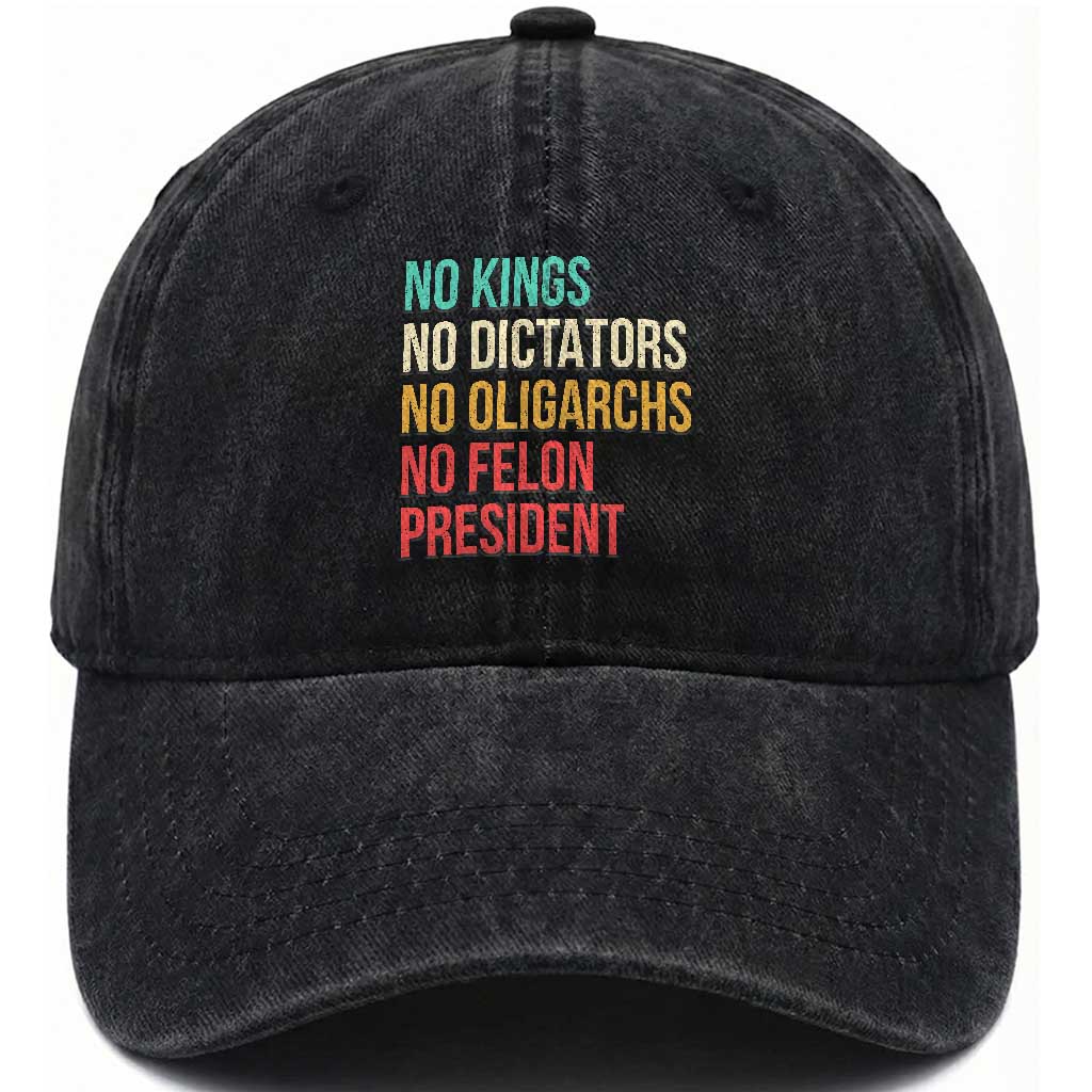 No Kings Washed Cotton Baseball Cap Retro Resistance TS10 Print Your Wear