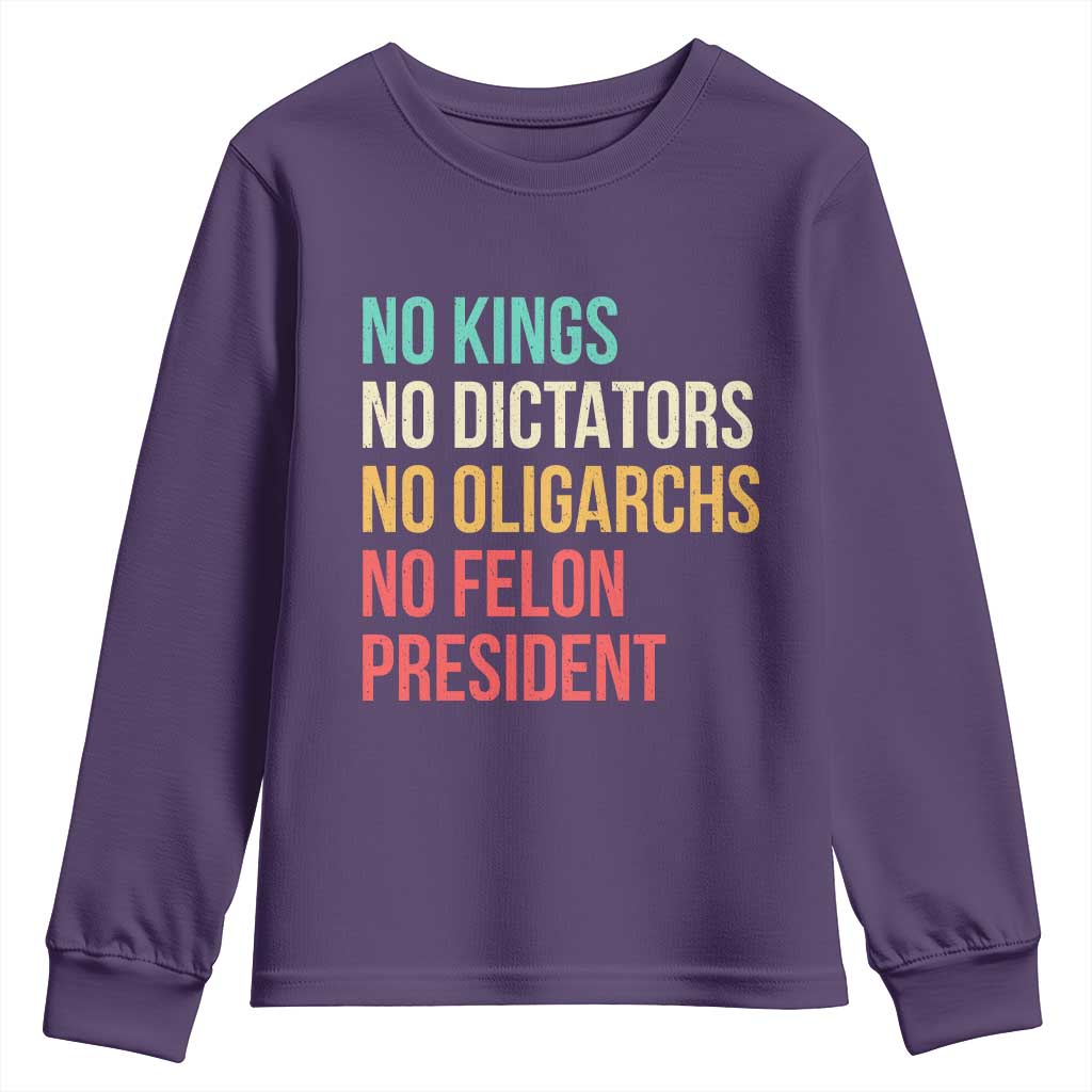 No Kings Youth Sweatshirt Retro Resistance TS10 Purple Print Your Wear