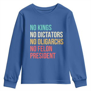 No Kings Youth Sweatshirt Retro Resistance TS10 Royal Blue Print Your Wear