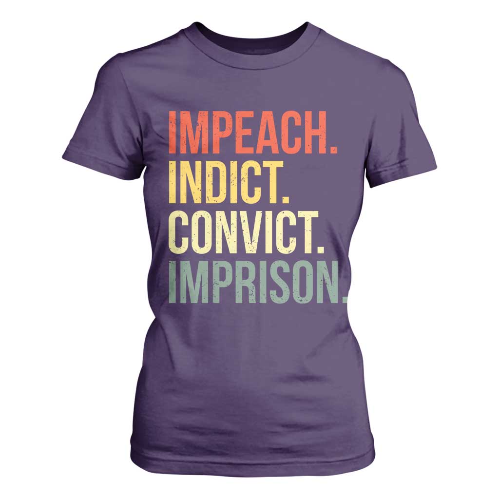 Impeach Indict Convict Imprison T Shirt For Women Subtle FDT TS10 Purple Print Your Wear